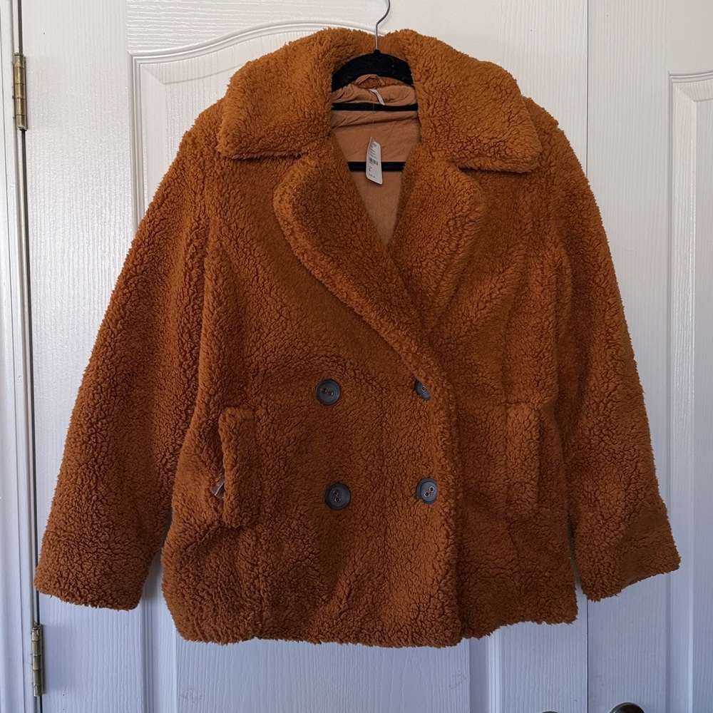 Free People Tan and Black Lined Coat